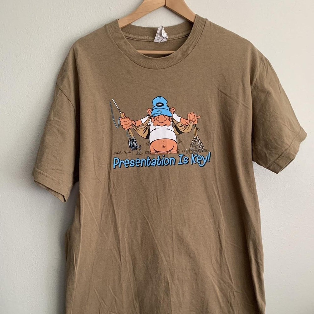 SHEIN Olive Graphic Tee with Blue Lettering - 'Presentation Is Key!'